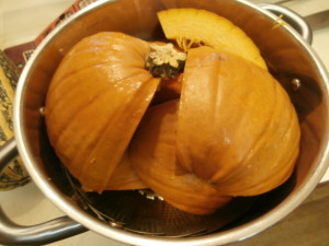 pumpkin pieces in pot