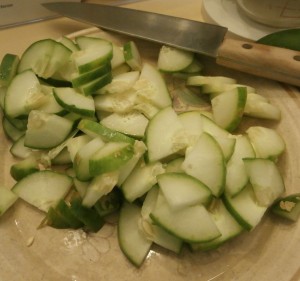chopped cucumbers