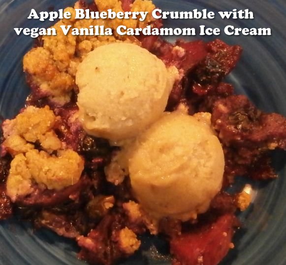 Apple Blueberry Crumble with vegan Vanilla Cardamom Ice Cream