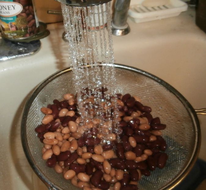 rinsing beans