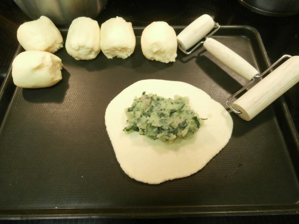 a rolled-out knish