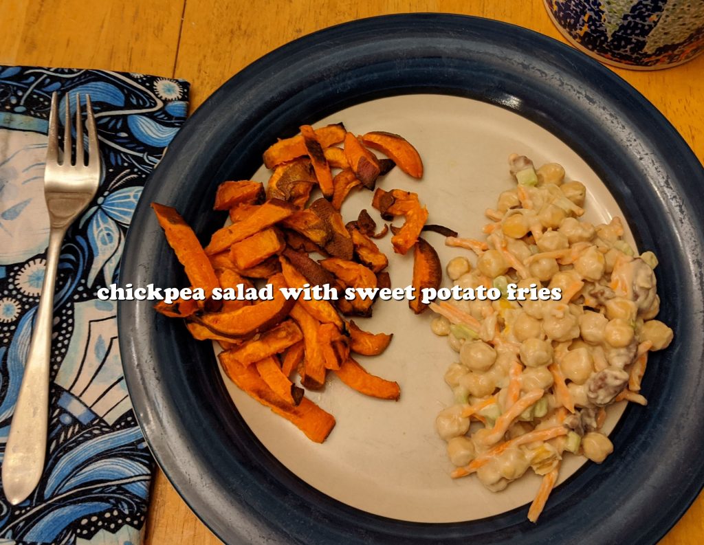 Chickpea Salad with Sweet Potato Fries