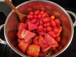 tomatoes in the pot