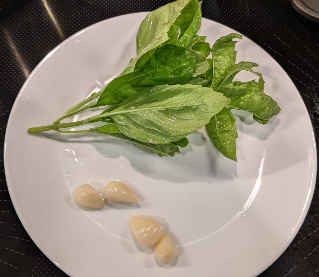 fresh basil and garlic